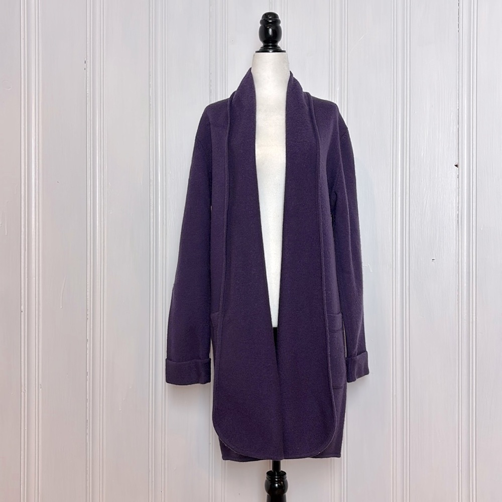 WORTH Vintage Long Cardigan Vest in Aubergine Purple – Size Small